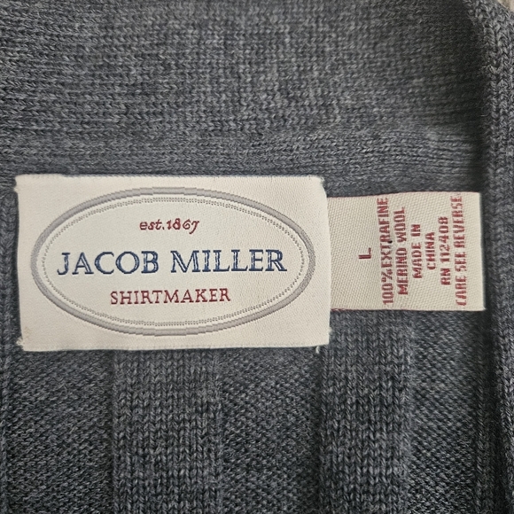 Jacob Miller Men's Gray 100% Xtrafine Merino Wool Button Sweater Vest Sz Large - Picture 4 of 7